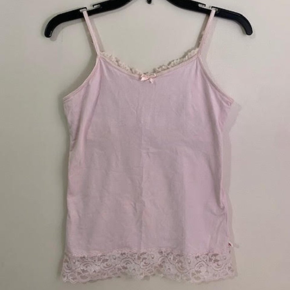 y2k baby pink lace trim camisole